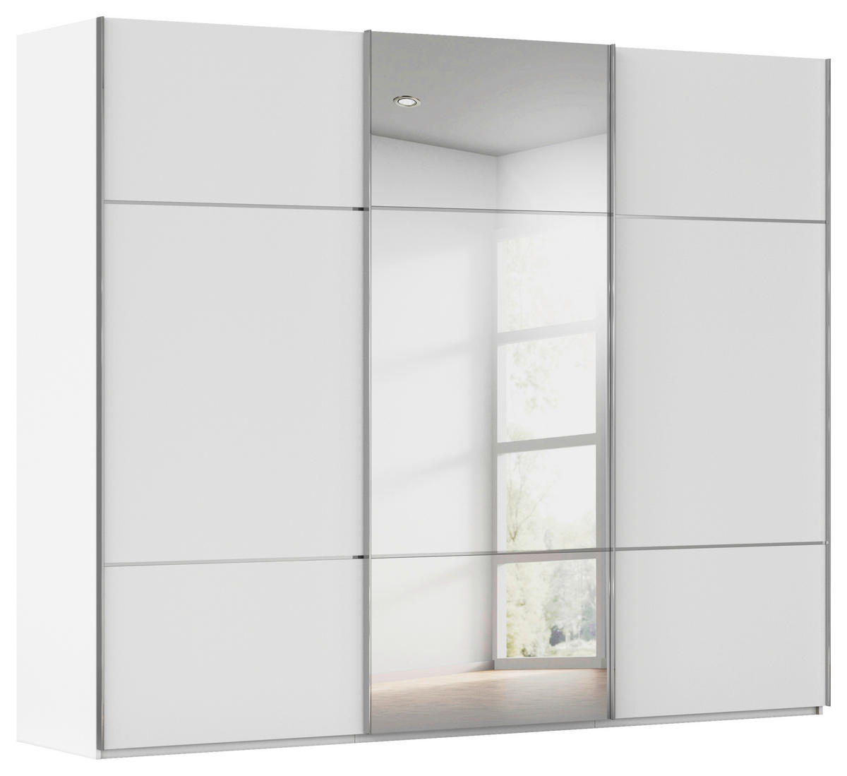 SCHWEBETÜRENSCHRANK 242/223/68 cm 3-türig Weiß  - Alufarben/Weiß, KONVENTIONELL, Glas/Holzwerkstoff (242/223/68cm) - Novel