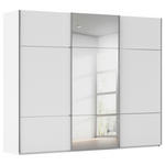 SCHWEBETÜRENSCHRANK  in Weiß  - Alufarben/Weiß, KONVENTIONELL, Glas/Holzwerkstoff (242/223/68cm) - Novel