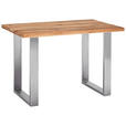 BARTISCH in Holz, Metall 180/100/95 cm   - Edelstahlfarben/Eichefarben, Design, Holz/Metall (180/100/95cm) - Novel