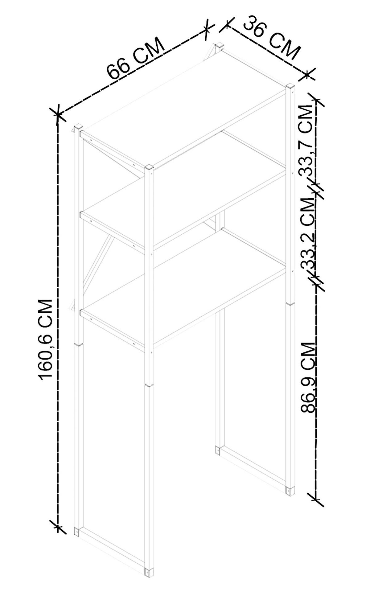 WASCHMASCHINENSCHRANK 66/160/34 cm  in Anthrazit  - Anthrazit, Modern, Holzwerkstoff/Metall (66/160/34cm) - MID.YOU