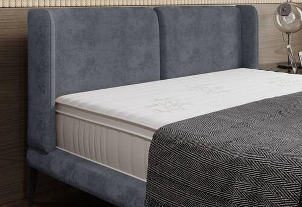 KÁRPITOZOTT ÁGY 180/200 cm  világosszürke  - világosszürke/fekete, Modern, textil/fém (180/200cm) - Livetastic