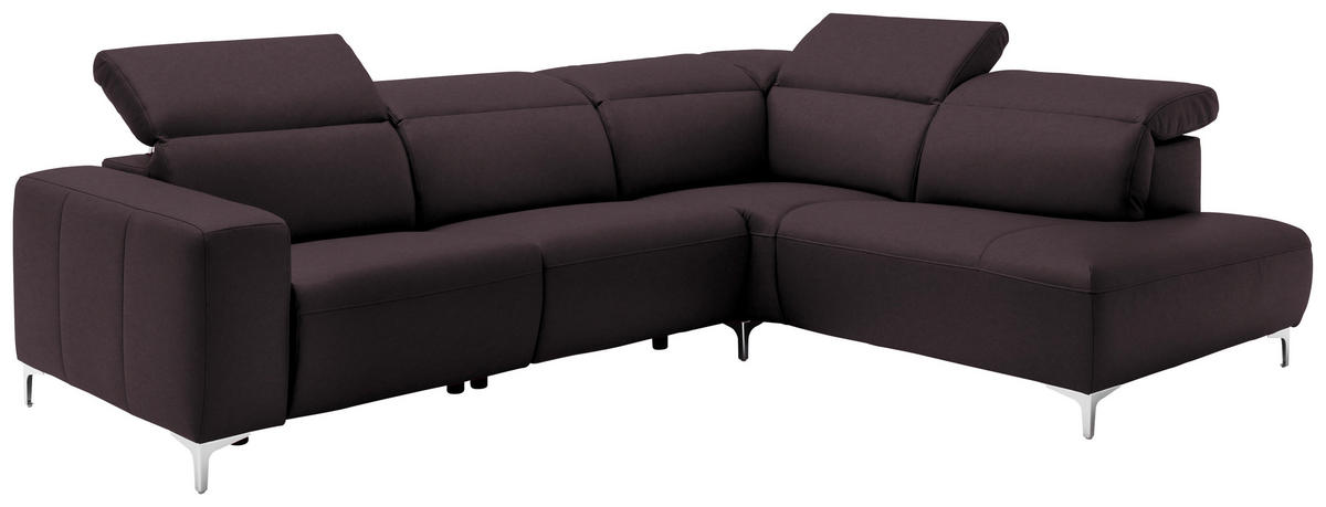 ECKSOFA in Echtleder Braun  - Chromfarben/Braun, Design, Leder/Metall (290/223cm) - Pure Home Lifestyle