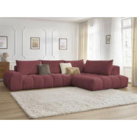 ECKSOFA Ottomane rechts  EVEREST Rot Flachgewebe  - Rot/Schwarz, MODERN, Kunststoff/Textil (352/210cm) - Livetastic