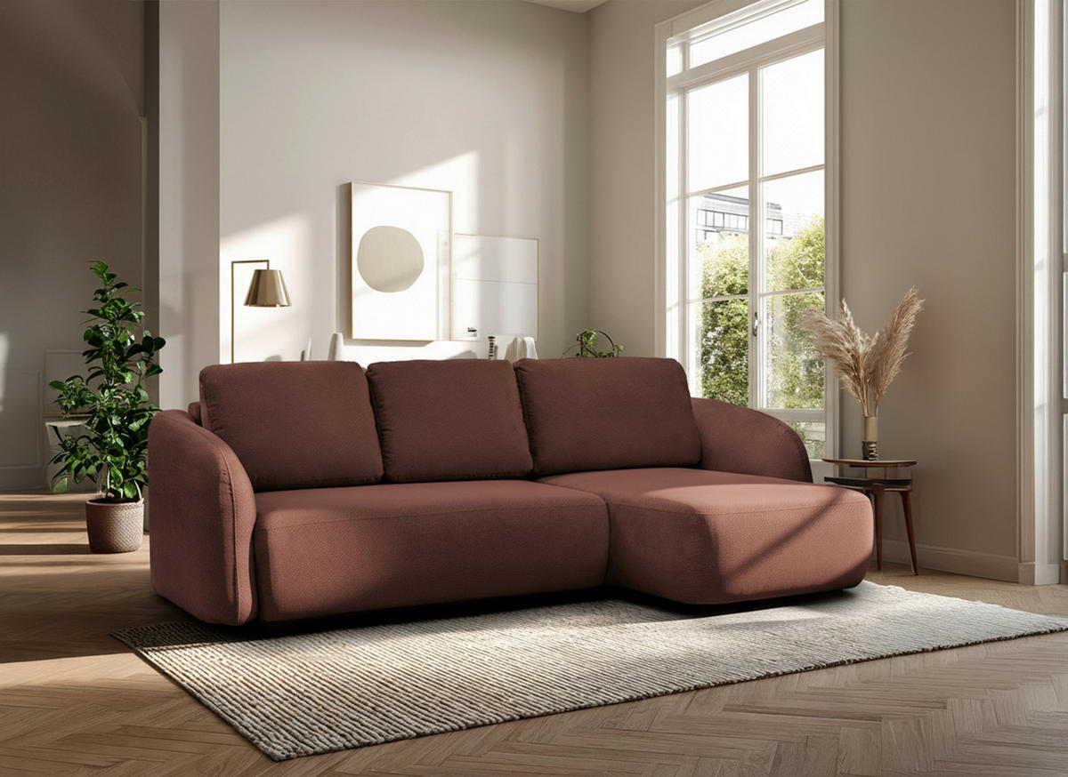 ECKSOFA PORTO Rot  - Rot/Schwarz, Design, Textil (270/154cm) - MID.YOU