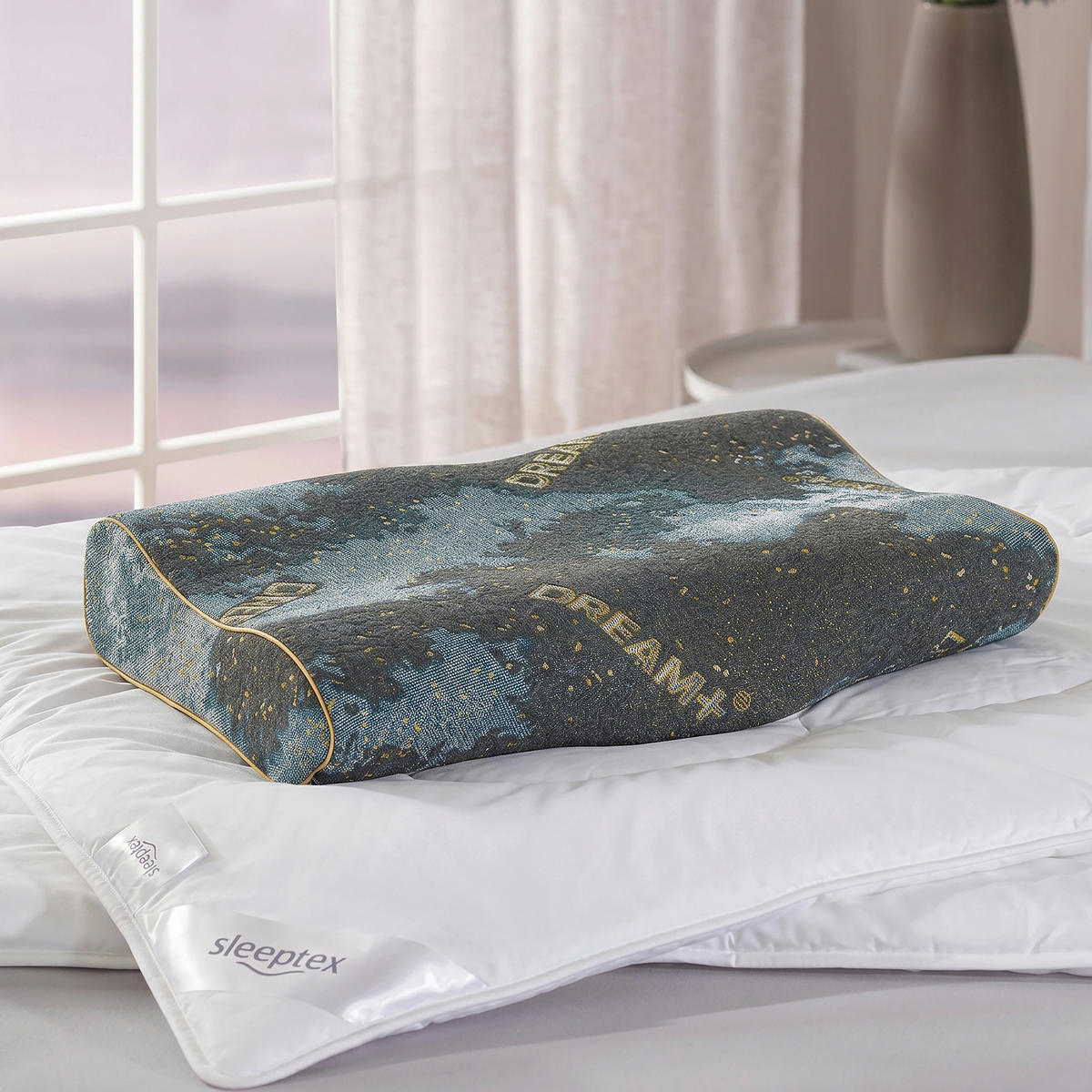 NACKENSTÜTZKISSEN  - Blau, Textil (60/38/10cm) - Sleeptex