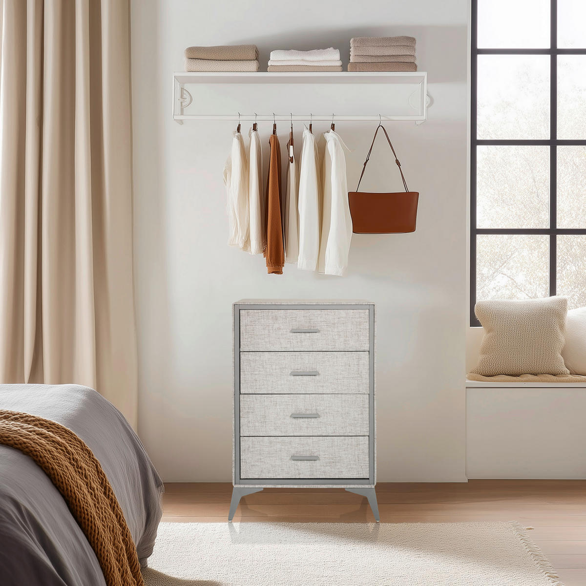 KOMMODE  in 60/90/35,5 cm  - Grau, MODERN, Textil/Metall (60/90/35,5cm) - MID.YOU