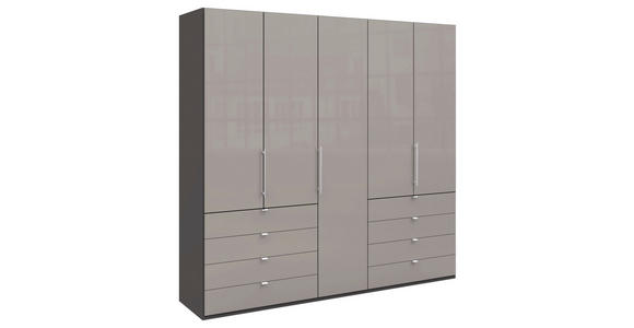 FALTTÜRENSCHRANK  in Hellgrau, Dunkelgrau  - Chromfarben/Dunkelgrau, KONVENTIONELL, Glas/Holzwerkstoff (250/236/58cm) - Venda