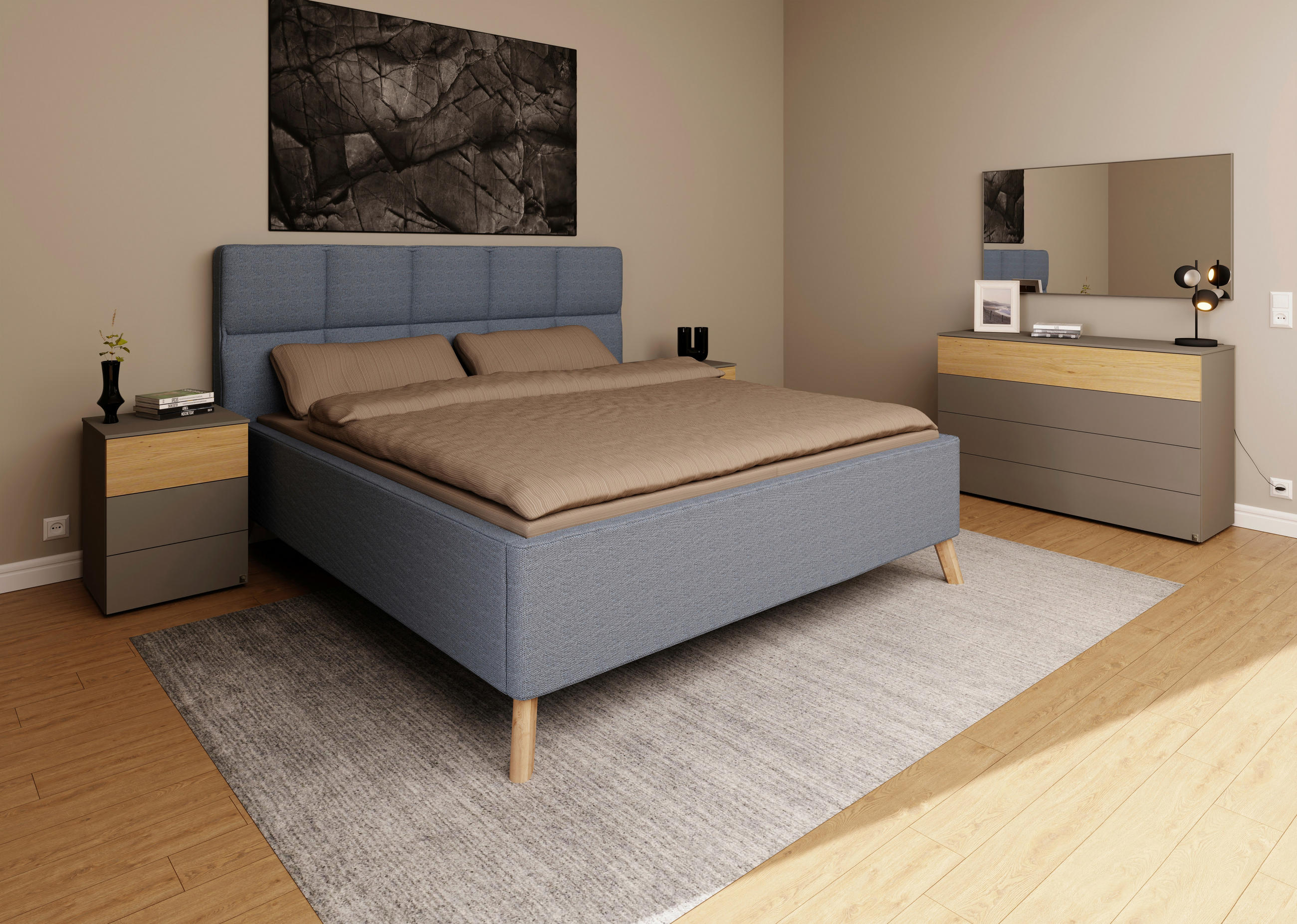 POLSTERBETT Bettkasten, motorische Verstellbarkeit, Fernbedienung, Lattenroste, Matratzen 180/200 cm  in Blau  - Blau/Schwarz, KONVENTIONELL, Holz/Textil (180/200cm) - Musterring