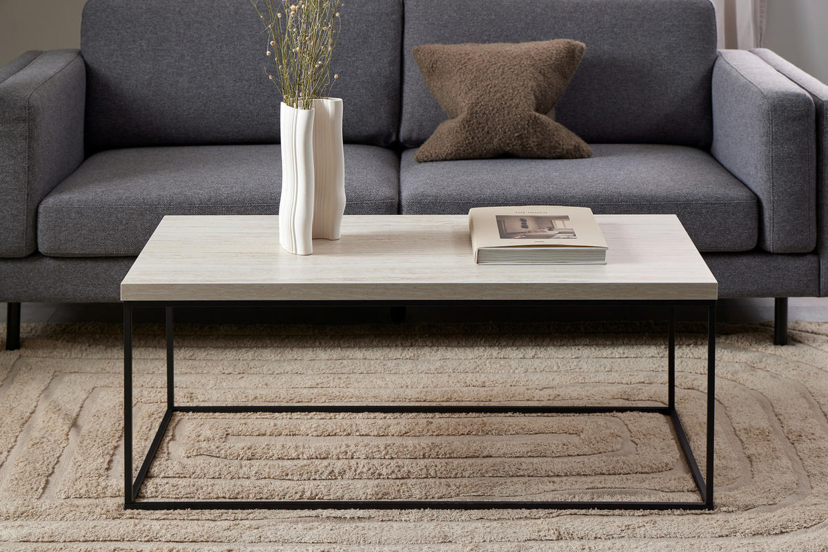 COUCHTISCH in Holz, Metall 110/55/45 cm  - Beige/Schwarz, Design, Holz/Metall (110/55/45cm) - MID.YOU