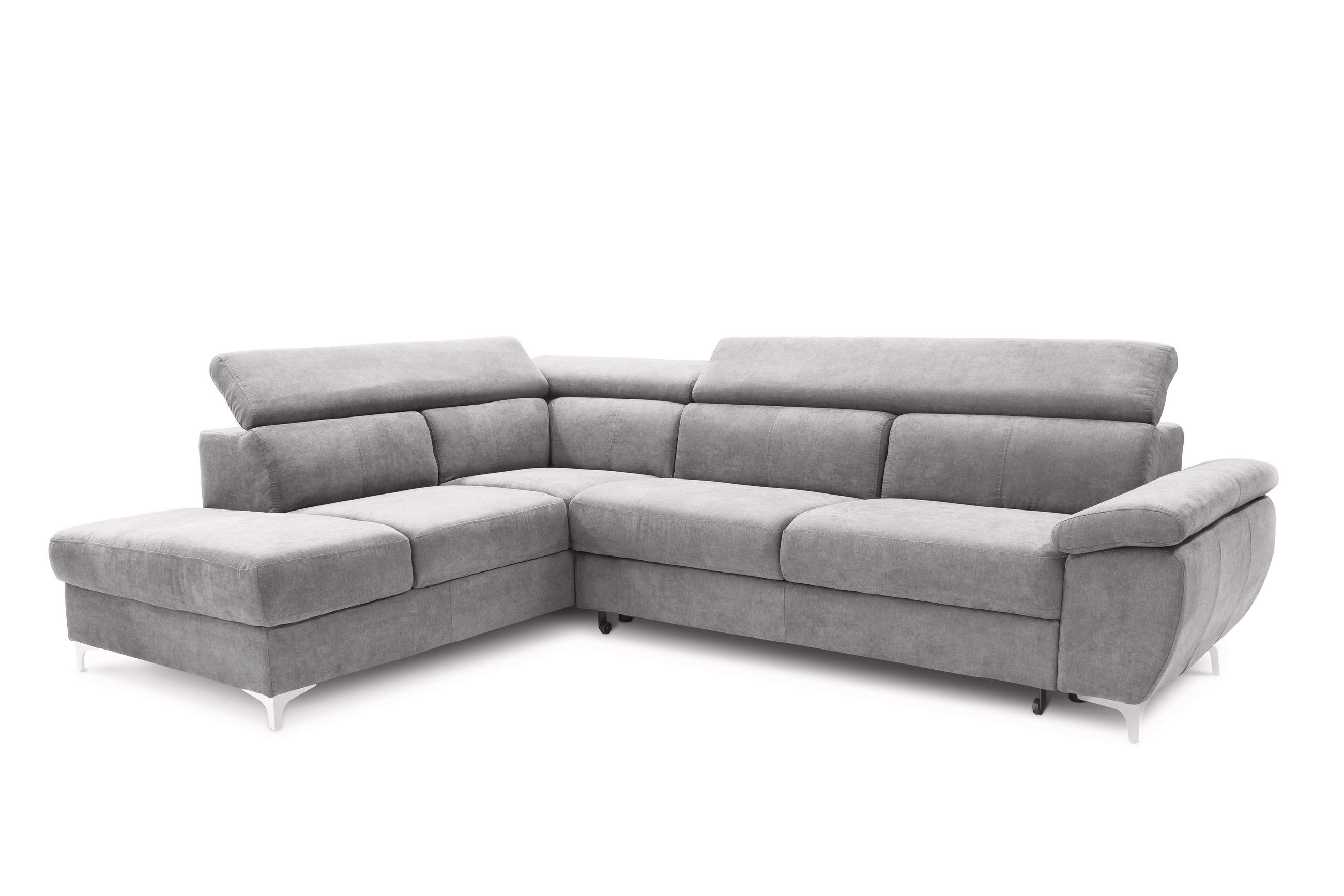 SAROKGARNITÚRA fa, textil, faalapú anyag szürke  - króm/szürke, Design, faalapú anyag/textil (218/81/98/286cm) - Hom`in