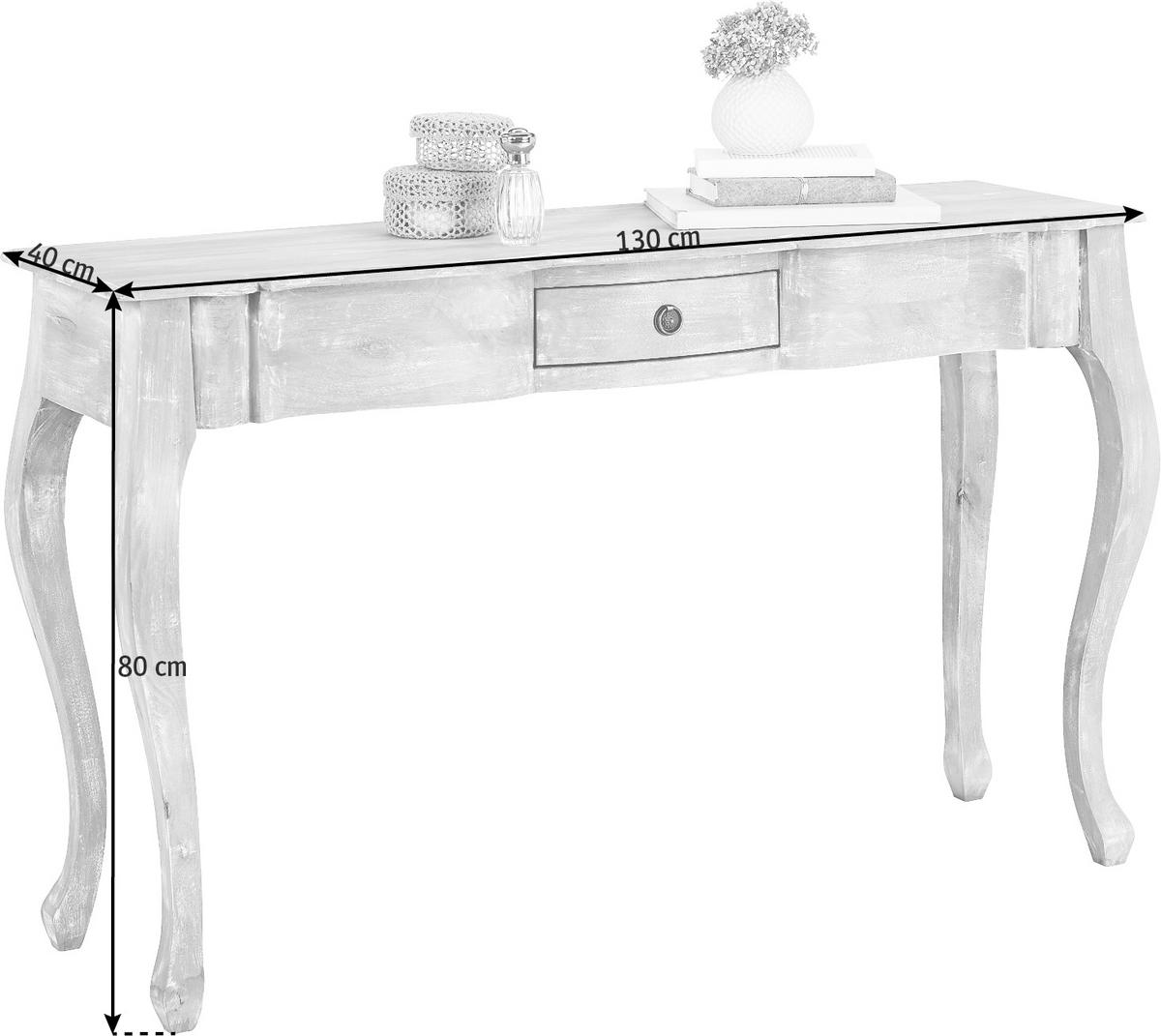 CONSOLĂ in lemn 130/40/80 cm    - alb, Trend, lemn (130/40/80cm) - Ambia Home