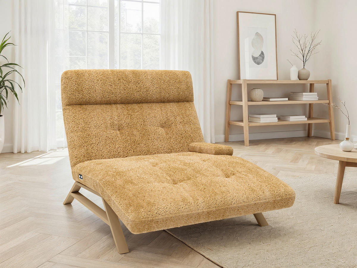RELAXLIEGE Chenille, Teddystoff Goldfarben  - Goldfarben/Cappuccino, Design, Textil/Metall (120/54-113/158-198cm) - Pure Home Lifestyle