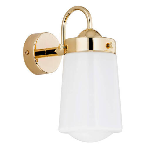 WANDLEUCHTE Argon Pasadena 26/20/12 cm   - Goldfarben/Weiß, KONVENTIONELL, Glas/Metall (26/20/12cm)