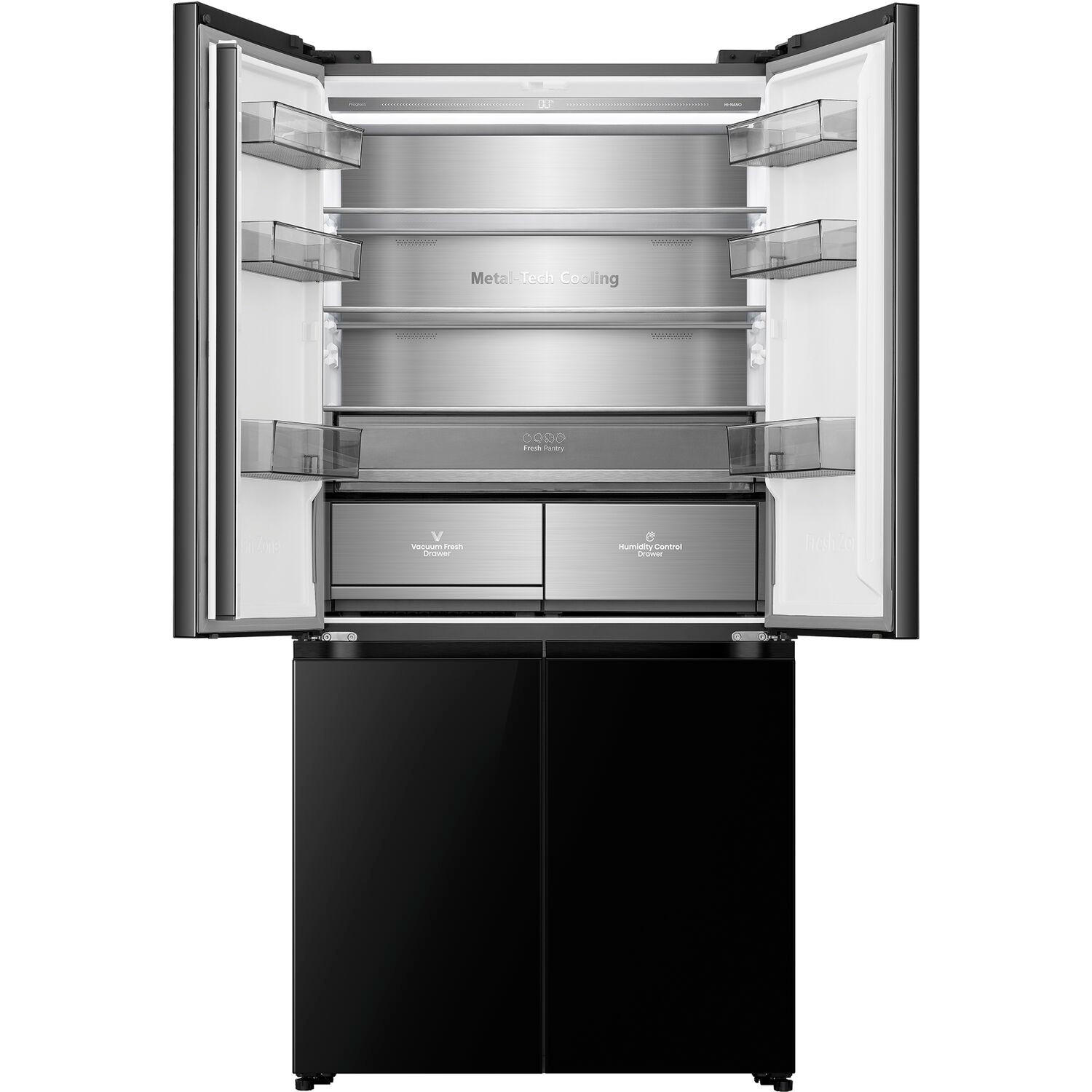 MULTI-DOOR RQ768N4GBE  - Schwarz Hochglanz, Basics, Glas/Kunststoff (91,1/190/60cm) - Hisense