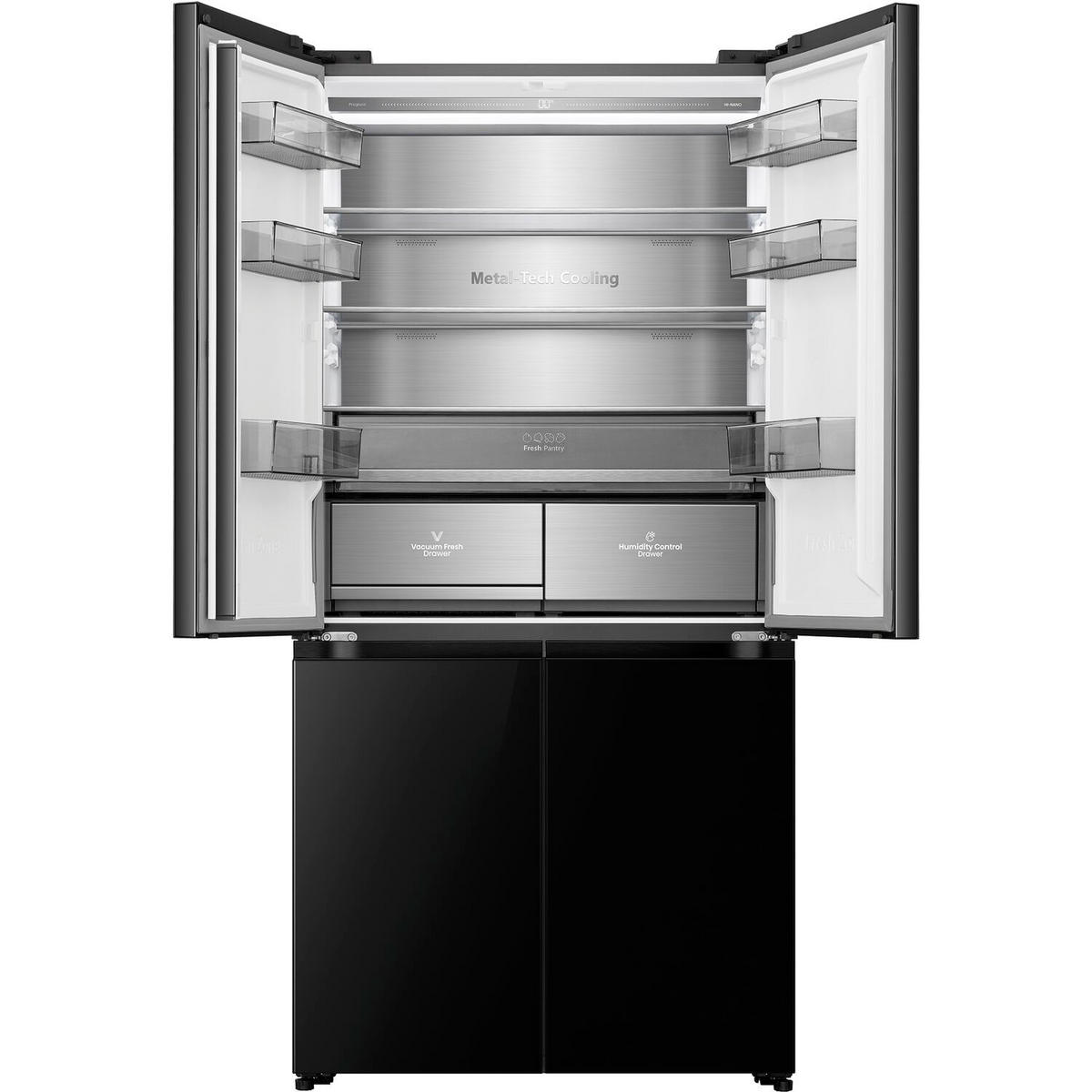 MULTI-DOOR RQ768N4GBE  - Schwarz Hochglanz, Basics, Glas/Kunststoff (91,1/190/60cm) - Hisense