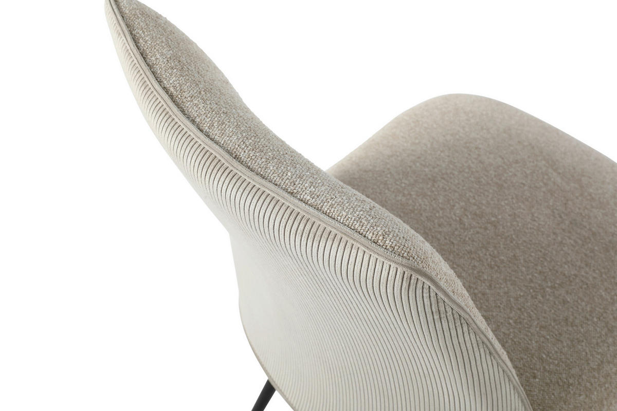 STOL, kovina, tekstil krem barve  - črna/krem barve, Design, kovina/tekstil (48/86/62cm) - Carryhome