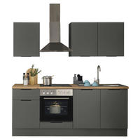 KÜCHENBLOCK Multan  in Graphitfarben  - Schwarz/Graphitfarben, Basics, Holzwerkstoff/Metall (210/211/60cm) - Carryhome