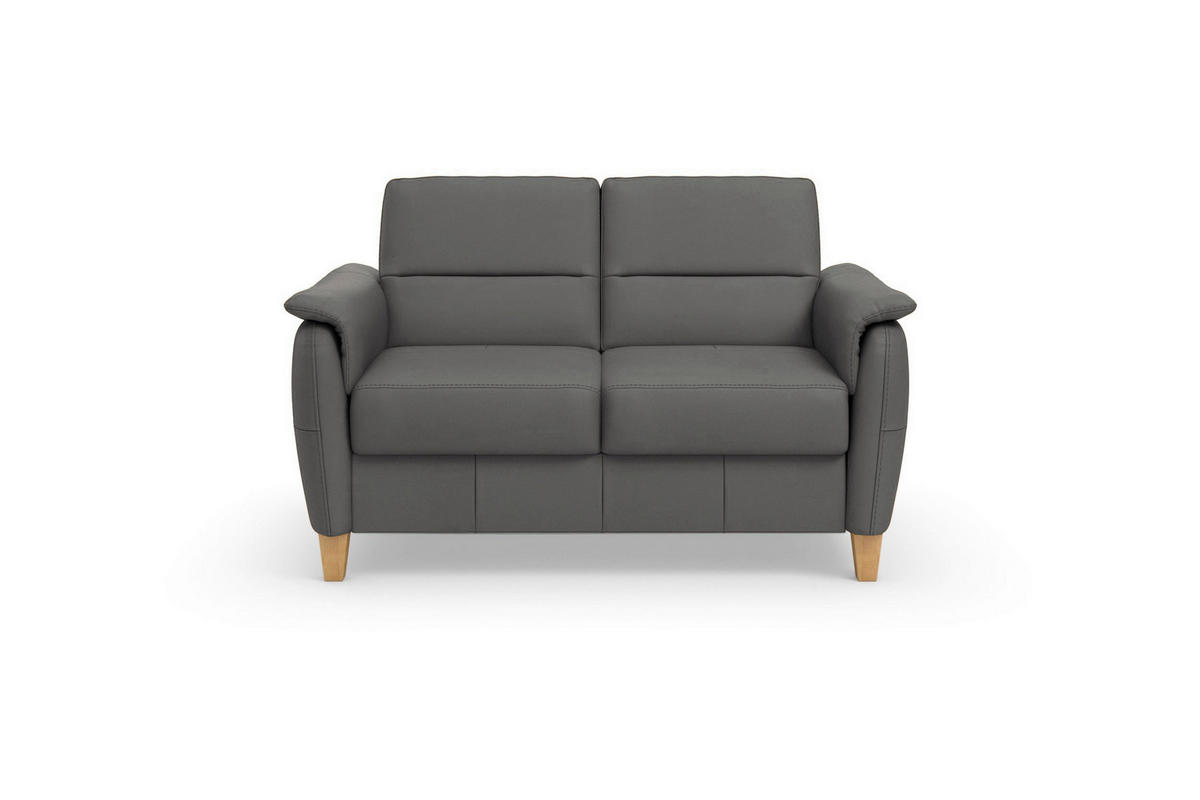 2-SITZER-SOFA PALMERA E Mokka Echtleder  - Eichefarben/Mokka, Basics, Leder/Holz (149/89/89cm) - Sit & More