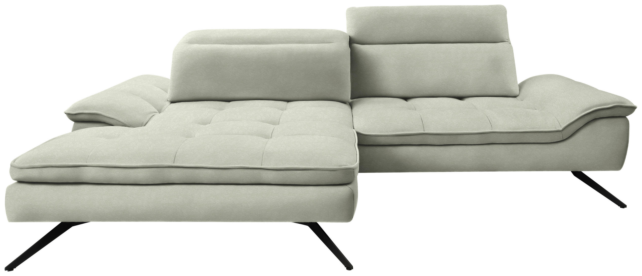 ECKSOFA in Chenille Greige  - Greige/Schwarz, Design, Textil/Metall (179-202/288cm) - Stylife