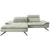 ECKSOFA in Chenille Greige  - Greige/Schwarz, Design, Textil/Metall (179-202/288cm) - Stylife