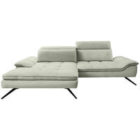 ECKSOFA in Chenille Greige  - Greige/Schwarz, Design, Textil/Metall (179-202/288cm) - Stylife