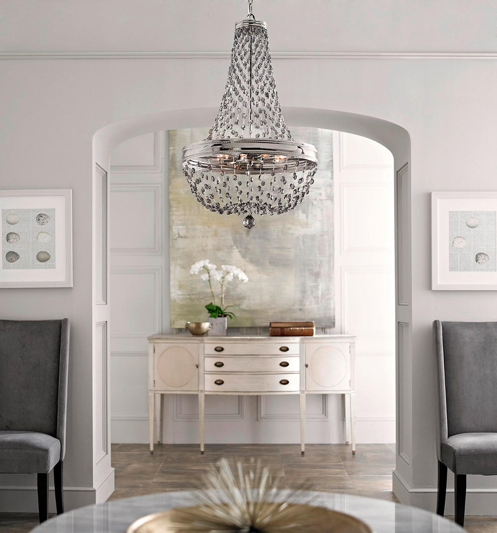 KRONLEUCHTER 53.6/94.5 cm    - Nickelfarben, Konventionell, Glas/Metall (53.6/94.5cm) - Elstead Lighting