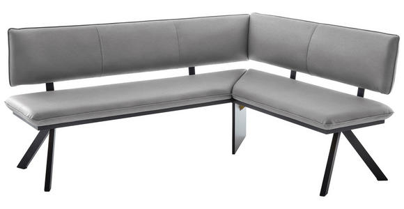 ECKBANK 180/140 cm in Schwarz, Hellgrau - Hellgrau/Schwarz, MODERN, Textil/Metall (180/140cm) - Cantus