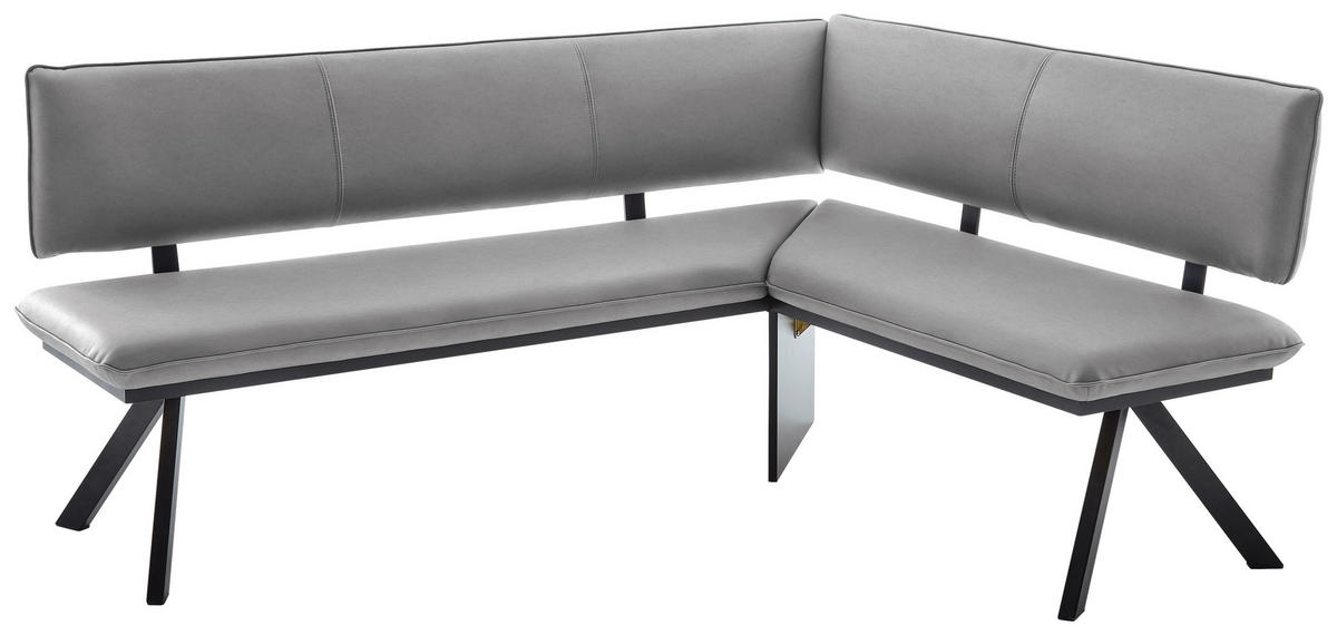 ECKBANK 190/150 cm  in Schwarz, Hellgrau  - Hellgrau/Schwarz, MODERN, Textil/Metall (190/150cm) - Cantus