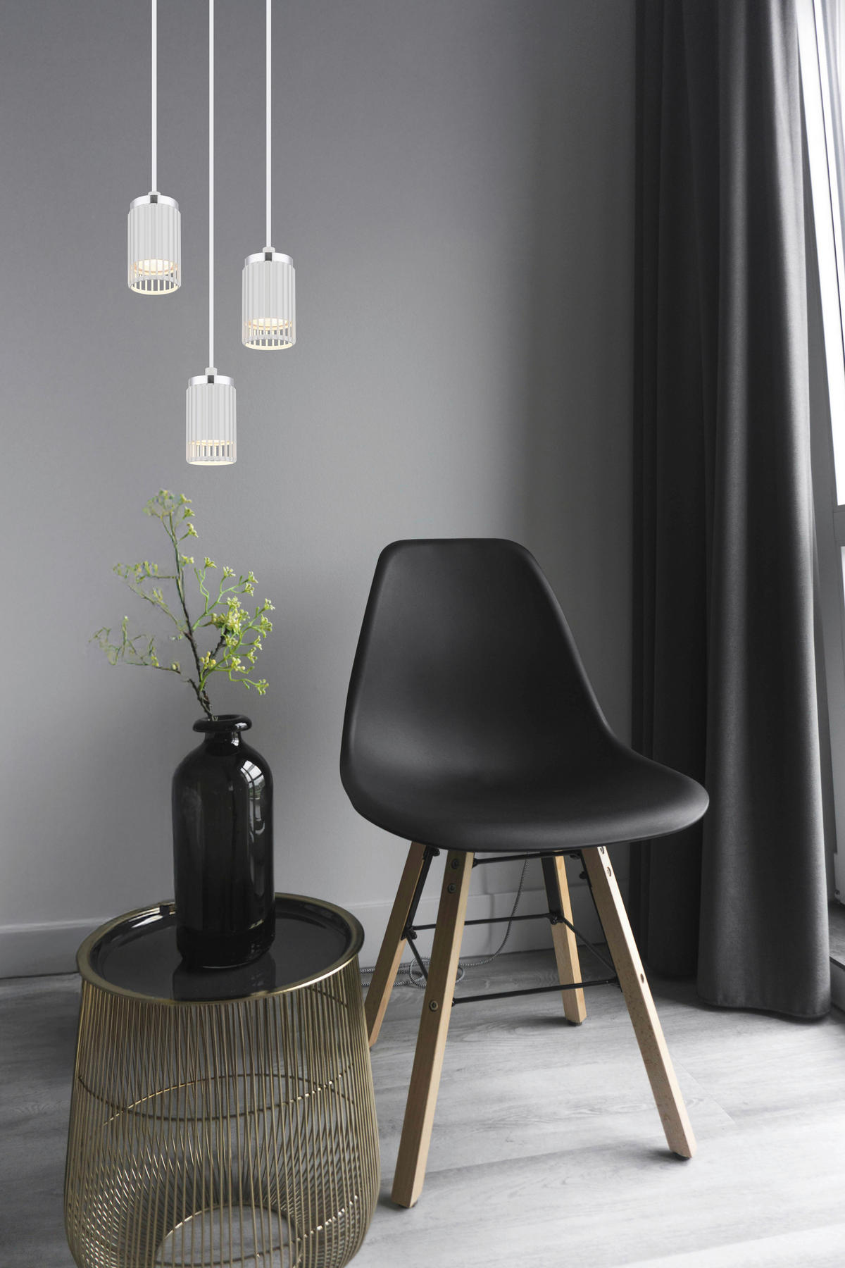 HÄNGELEUCHTE KORBEN 21/115,5 cm   - Chromfarben/Weiß, Design, Kunststoff/Metall (21/115,5cm) - Globo