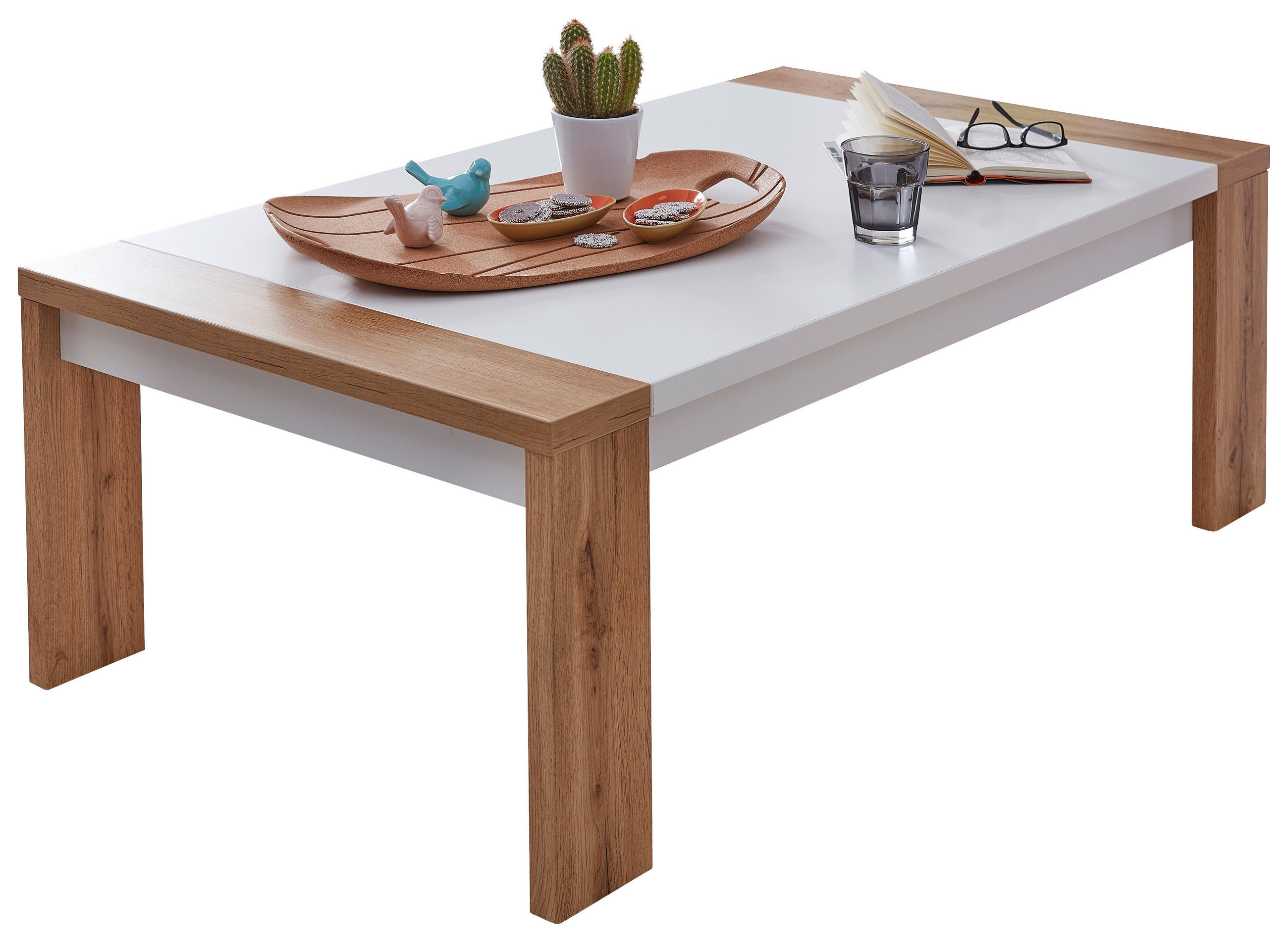 DOHÁNYZÓASZTAL Faalapú anyag 120/67/40 cm - Tölgyfa/Fehér, Design, Faalapú anyag (120/67/40cm) - Xora