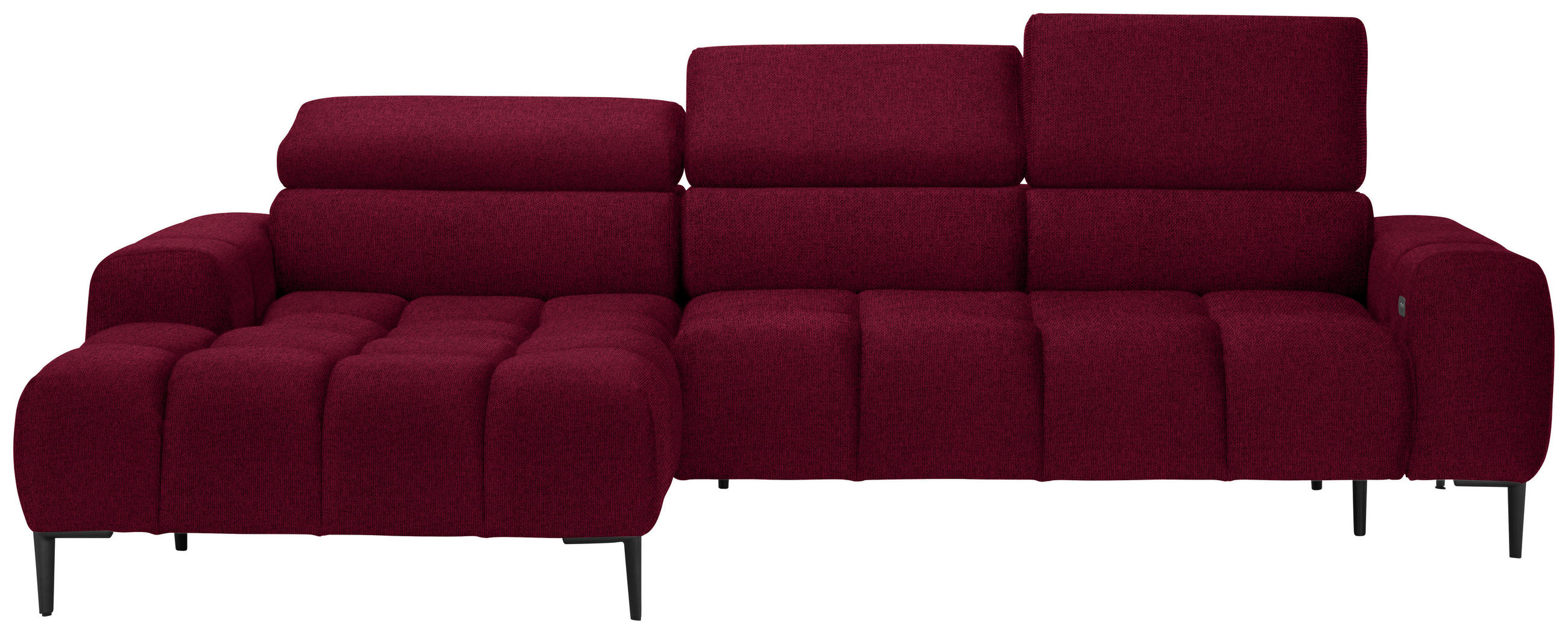 ECKSOFA in Webstoff Rot  - Rot/Schwarz, Design, Textil/Metall (177/270cm) - Welnova