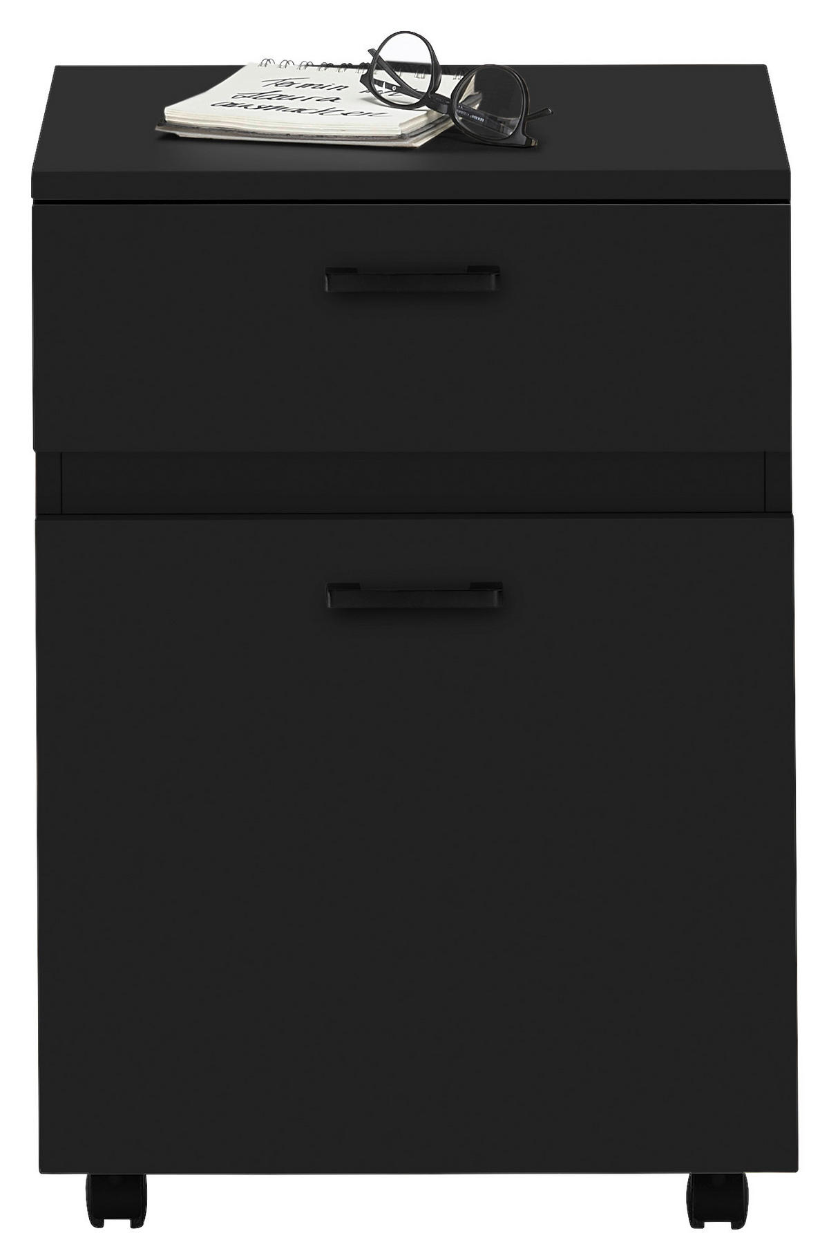 ROLLCONTAINER 45/65/40 cm  - Schwarz, KONVENTIONELL, Holzwerkstoff/Metall (45/65/40cm) - Stylife