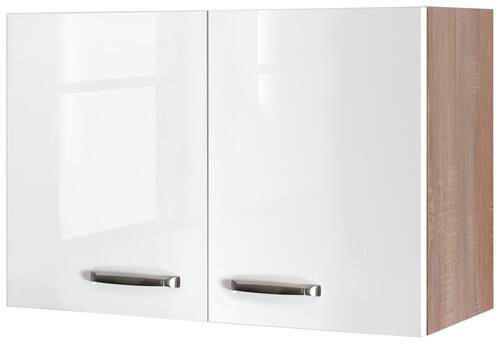 KÜCHENOBERSCHRANK 80/54,8/32 cm  in Sonoma Eiche, Weiß Hochglanz  - Edelstahlfarben/Weiß Hochglanz, MODERN, Holzwerkstoff/Metall (80/54,8/32cm) - FlexWell