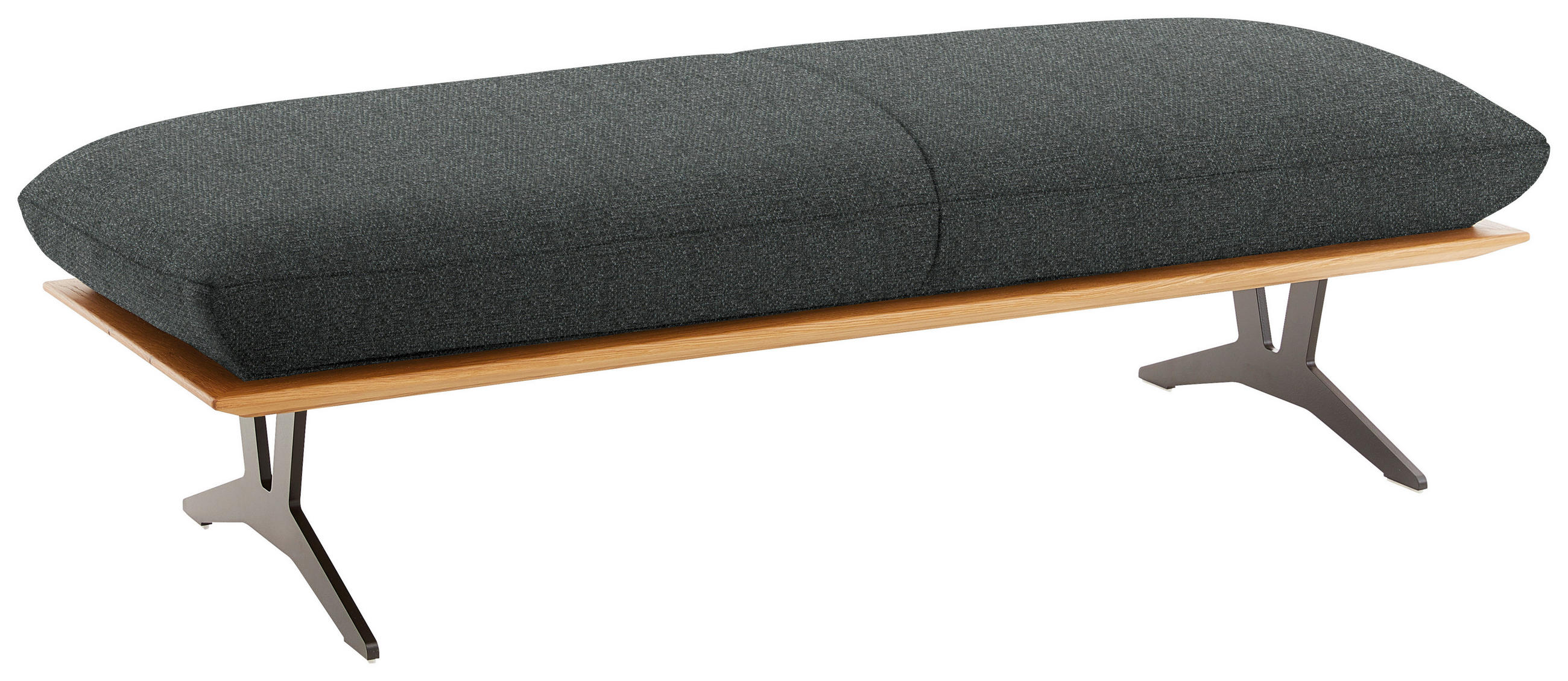 HOCKERBANK in Holz, Textil Grau  - Schwarz/Grau, Design, Holz/Textil (150/43/60cm) - Dieter Knoll