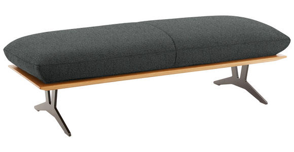 HOCKERBANK in Holz, Textil Grau - Schwarz/Grau, Design, Holz/Textil (150/43/60cm) - Dieter Knoll