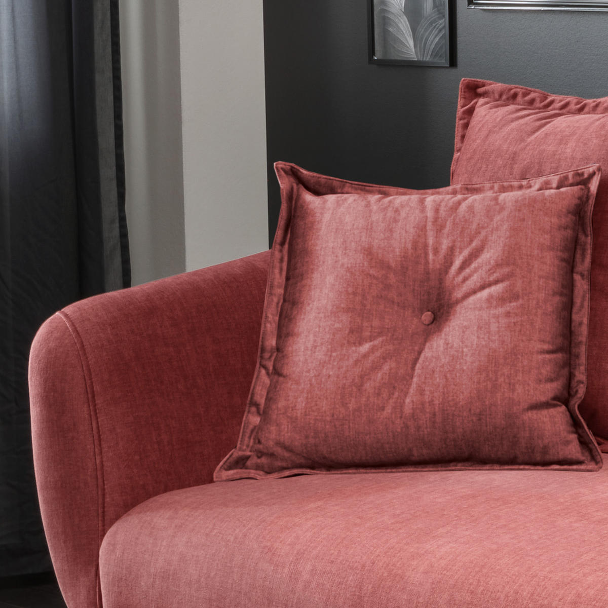 3-SITZER-SOFA in Velours Koralle  - Koralle/Buchefarben, Modern, Holz/Textil (236/94/103cm) - Livetastic