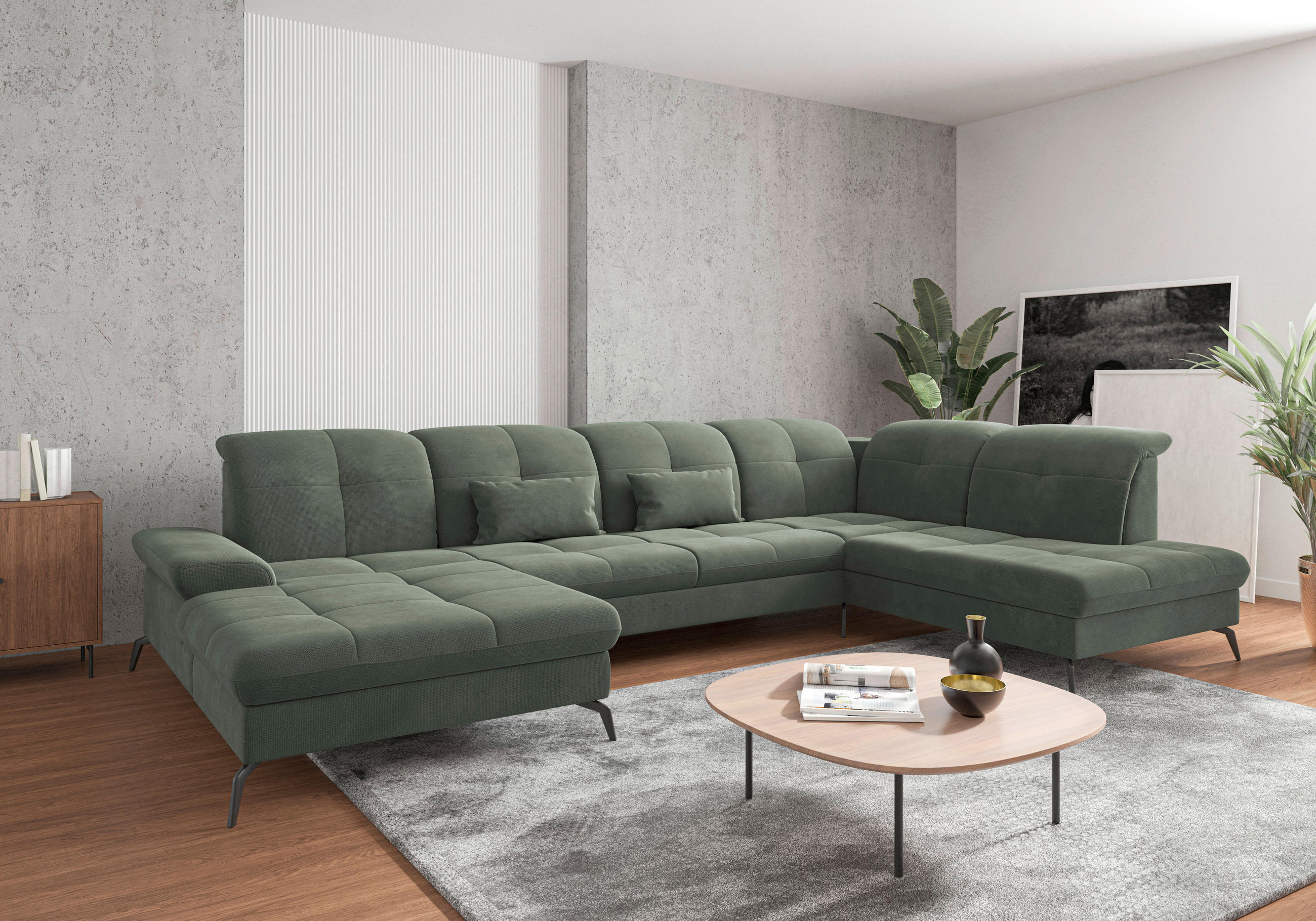 Sit & More SEDACÍ SOUPRAVA, textil, zelená