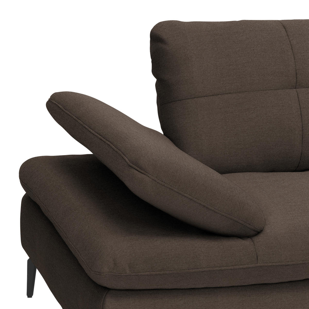 ECKSOFA in Webstoff Dunkelbraun  - Dunkelbraun/Schwarz, Design, Textil/Metall (301/179cm) - Chilliano