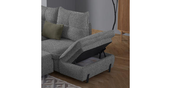 ECKSOFA Hellgrau Bouclé  - Hellgrau/Schwarz, Design, Textil/Metall (250/220cm) - Xora