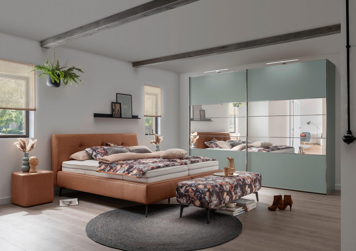 POLSTERBETT 180/200 cm  in Braun, Cognac  - Weiss/Cognac, Modern, Holz/Holzwerkstoff (180/200cm) - Beldomo - Sleep