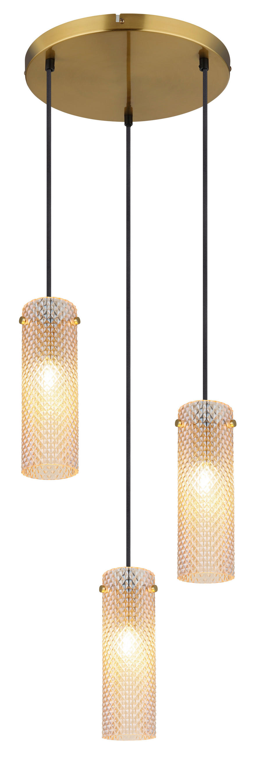 HÄNGELEUCHTE KAROLO 35/120 cm   - Goldfarben/Schwarz, KONVENTIONELL, Glas/Textil (35/120cm) - Globo