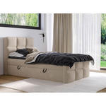 BOXBETT 120/200 cm,  in Taupe, gepolstertes Kopfteil, Bettkasten, Topper, H3 = fest  - Taupe/Schwarz, Design, Holzwerkstoff/Kunststoff (120/200cm) - Xora