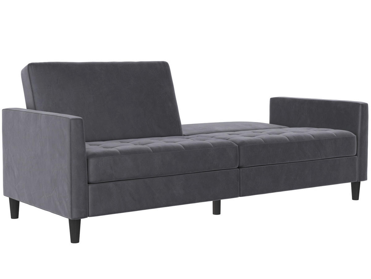 SCHLAFSOFA PALERMO in Velours Dunkelgrau Vintage, Skandinavisch, Modern, Landhaus  - Dunkelgrau/Schwarz, Basics, Kunststoff/Textil (207/86/86cm) - Livetastic