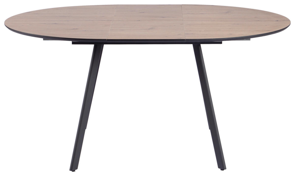 ESSTISCH 120/160/120/76 cm Nachbildung  Metall, Holzwerkstoff ausziehbar oval Schwarz, Eiche Artisan  - Schwarz/Eiche Artisan, MODERN, Holzwerkstoff/Metall (120/160/120/76cm) - Livetastic