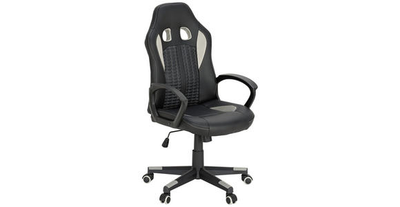 GAMINGSTUHL  in Lederlook, Netzbespannung Schwarz, Hellgrau  - Hellgrau/Schwarz, MODERN, Kunststoff/Textil (56/104-113/64cm) - Carryhome