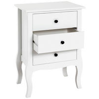 SÄNGBORD i massiv vit  - vit/svart, Romantik / Lanthus, trämaterial (48/70/34cm) - Best Price