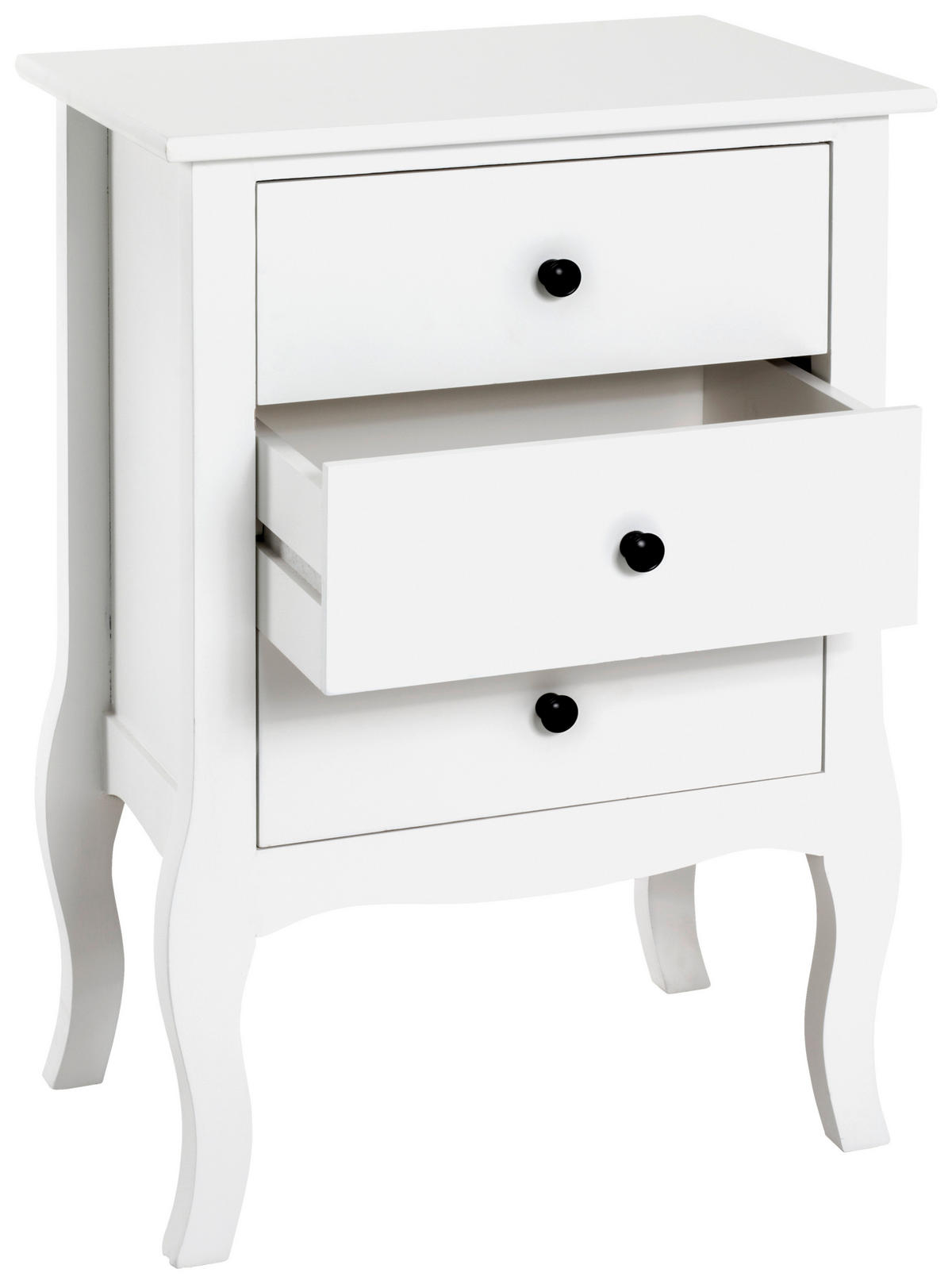 SÄNGBORD i massiv vit  - vit/svart, Romantik / Lanthus, trämaterial (48/70/34cm) - Best Price