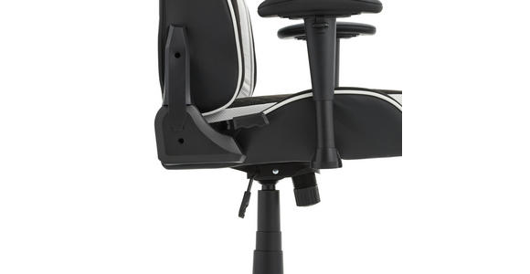 GAMINGSTUHL in Lederlook, Mikrofaser Schwarz, Weiß - Schwarz/Weiß, Design, Kunststoff/Textil (72/128-138/72cm) - Xora