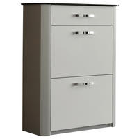 SCHUHSCHRANK Silberfarben, Weiß, Alufarben  - Chromfarben/Silberfarben, Basics, Glas/Holzwerkstoff (71/97/34cm) - Moderano