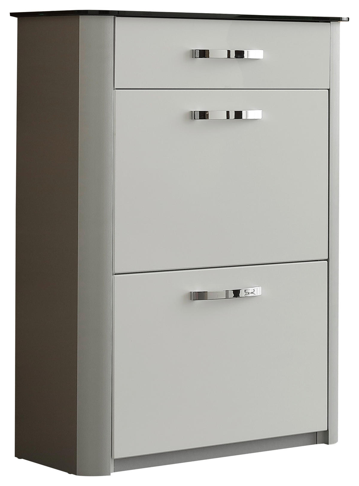 SCHUHSCHRANK Silberfarben, Weiß, Alufarben  - Chromfarben/Silberfarben, Basics, Glas/Holzwerkstoff (71/97/34cm) - Moderano